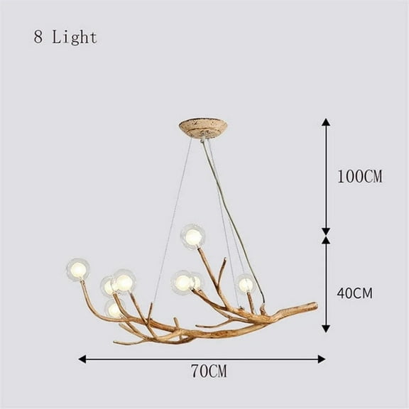 Arturesthome Nordic Rustic Tree Branch Hanging Chandelier with Bubble Glass lighting