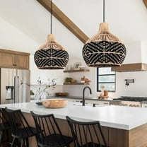 Arturesthome Over Kitchen Sink Lighting Handmade Black Rattan Pendant Lamp Shade