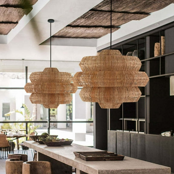 Arturesthome Oversize Rattan Chandelier For Spacious Space Wabi-sabi Retro Lighting fixture