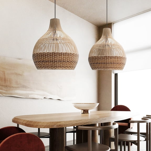 Arturesthome Paris Rattan Pendant Light Beautiful Boho Lampshade For Dining Room