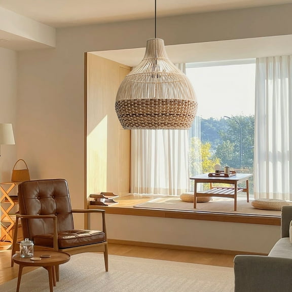 Arturesthome Paris Rattan Pendant Light Beautiful Boho Lampshade For Dining Room