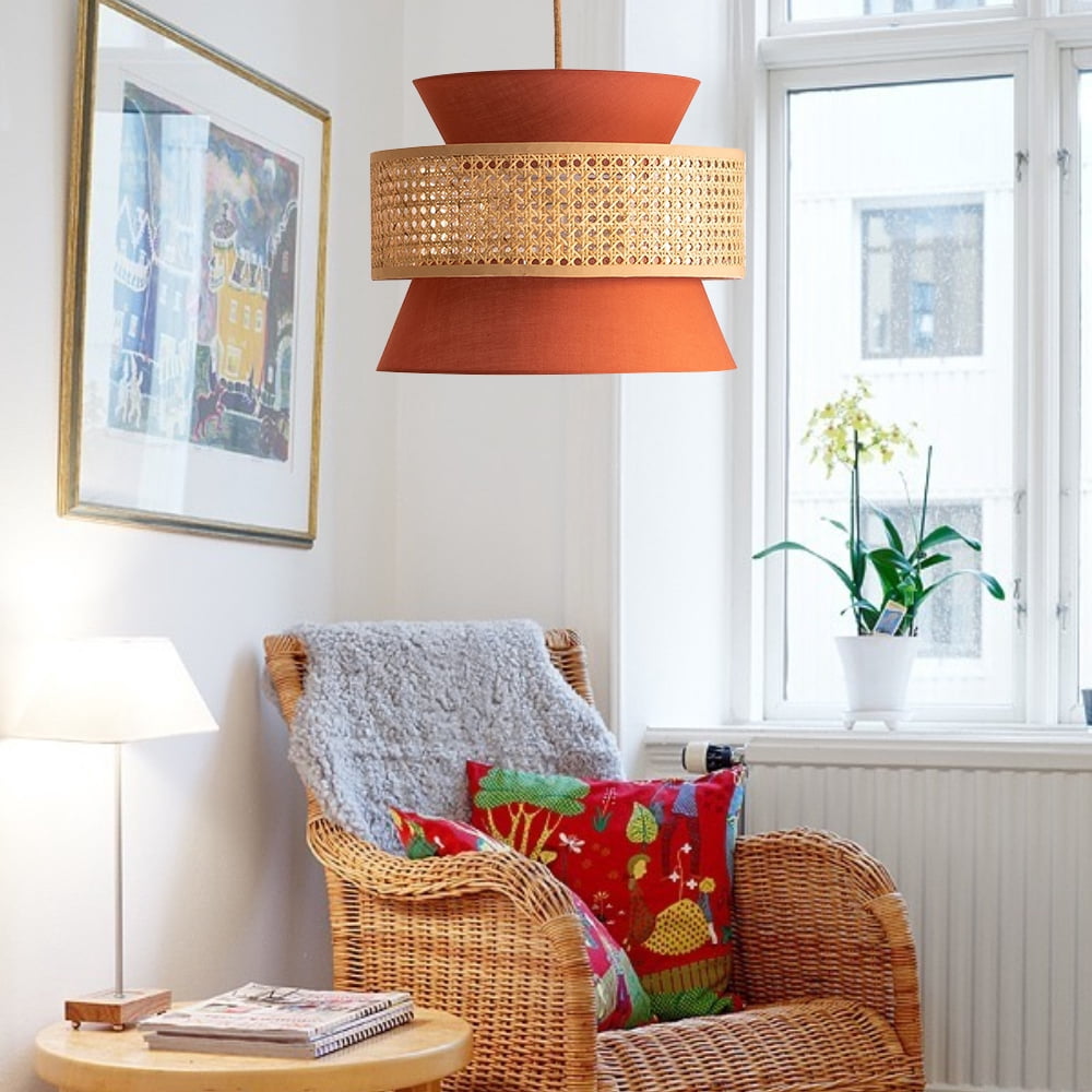 Arturesthome Pendant Lightings Orange Fabric for Kitchen Island Home Decor 1 Lights-19.68"*14.96"