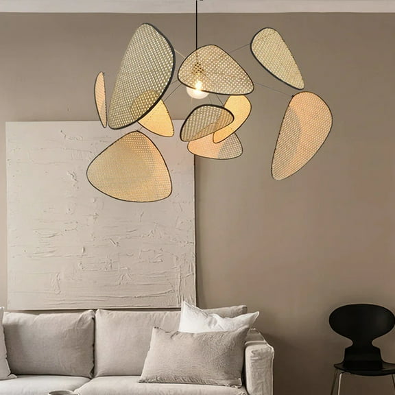 Arturesthome Rattan Hanging Chandelier Pendant Lamp Natural Light Fixtures 1-Lights