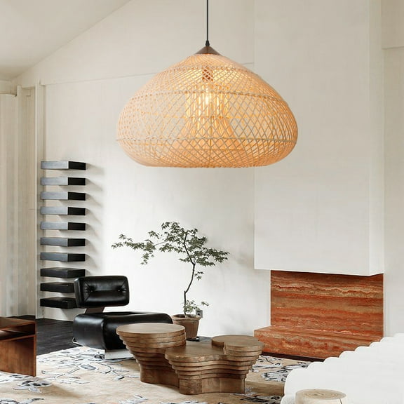 Arturesthome Rattan Pendant Light Wabi Sabi Style Retro Dining Room Chandelier