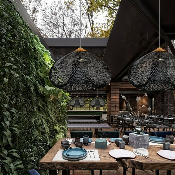 Arturesthome Rattan Pendant Light Wabi Sabi Style Retro Dining Room Chandelier