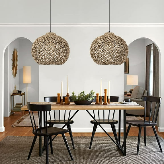 Arturesthome Rattan Woven Pendant Light Shades Hand-Woven Ceiling Chandelier Handmade Hanging Lights Crafts Lampshade