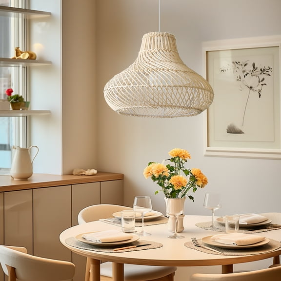 Arturesthome Retro Rattan Japanese Handwoven Restaurant Chandelier