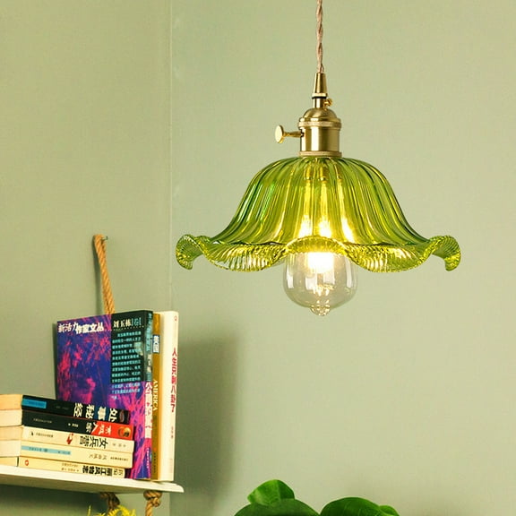 Arturesthome Vintage Green Copper Glass Chandelier Adjustable Pendant Light
