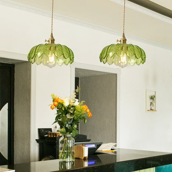 Arturesthome Vintage Green Copper Glass Chandelier Adjustable Pendant Light