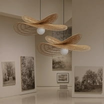 Arturesthome Vintage Handmade Rattan Woven Creative Double-Layer Straw Hat Pendant Light