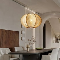 Arturesthome Vintage Scandinavian Wood Pendant Lights Woven Lantern Chandelier Pendant Lamp Shade, Hanging Ceiling Light, Handmade Lampshade