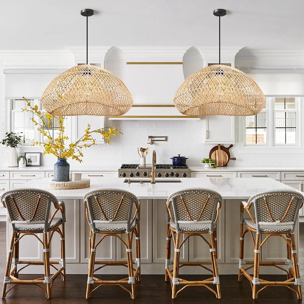 Arturesthome Wabi-Sabi Style Japanese Rattan Pendant Light Fixture