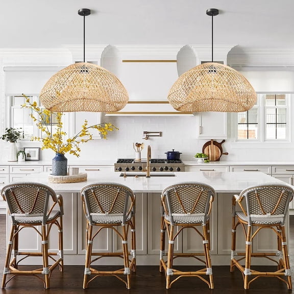 Arturesthome Wabi-Sabi Style Japanese Rattan Pendant Light Fixture For Living Room