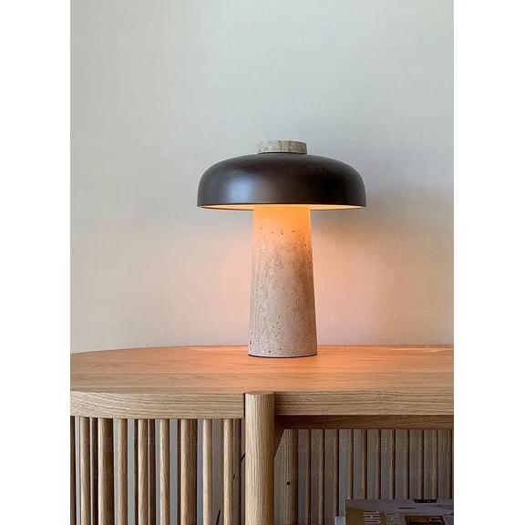 Arturesthome Wabi-Sabi Travertine Mushroom Table Lamp Bedroom Bedside Lamp