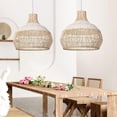 thumbnail image 1 of Arturesthome White Rattan Pendant Light, Wicker Hanging Ceiling Light Chandelier, Handmade Woven Lampshade for Kitchen Island, 1 of 20