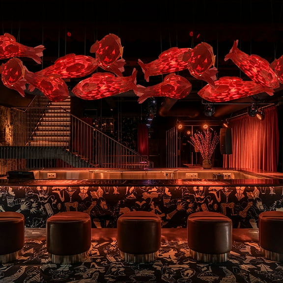 Arturesthome Wooden Fish Shaped Pendant Lights Decorative Rustic Chandelier - Wood Hanging Lamp Fixture