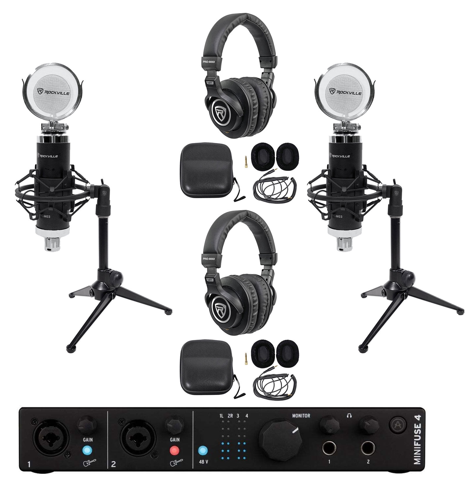 Arturia 2-Person Recording Podcasting Streaming Kit+Mics+Headphones+Stands