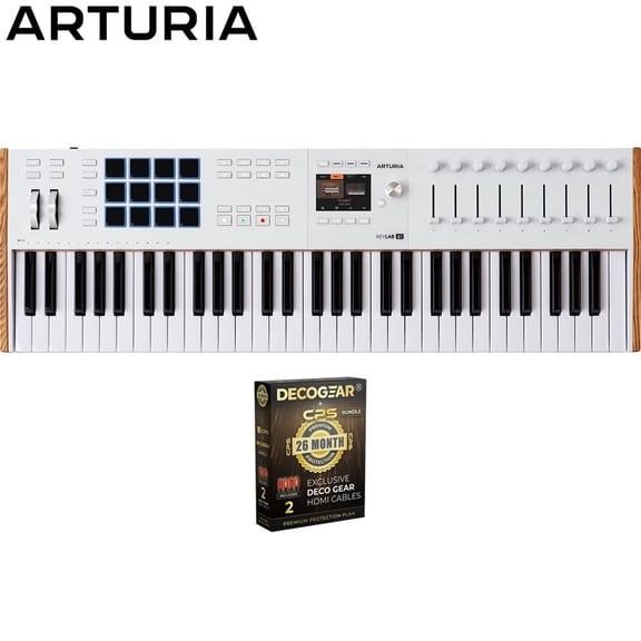 Arturia 231631 KeyLab 61 Mk3 61-Key USB MIDI Controller Keyboard White Bundle with CPS Exclusive 26 Month Protection Pack (BEACH-CPS-26M1000ATV)