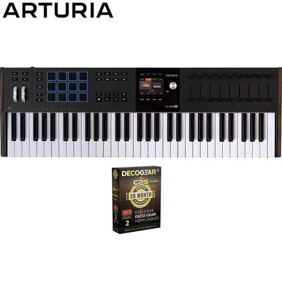 Arturia 231632 KeyLab 61 mk3 61-Key USB MIDI Controller Keyboard Black Bundle with CPS Exclusive 26 Month Protection Pack (BEACH-CPS-26M1000ATV)
