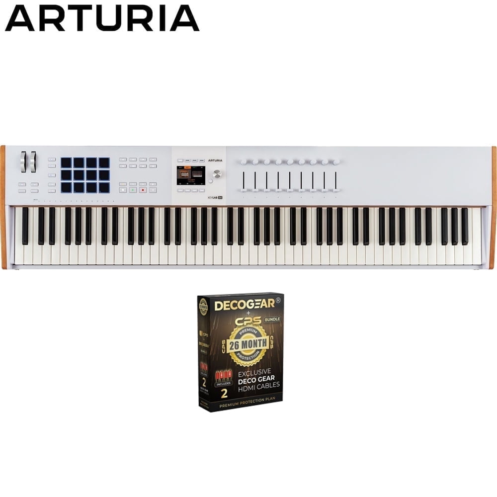 Arturia 231641 KeyLab 88 mk3 88-Key Weighted Hammer MIDI Controller Keyboard White Bundle with CPS Exclusive 26 Month Protection Pack (BEACH-CPS-26M1000ATV)