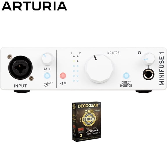 Arturia 800111 MiniFuse 1 Portable Single Input USB-C MIDI Audio Interface White Bundle with CPS Exclusive 26 Month Protection Pack (BEACH-CPS-26M500ATV)