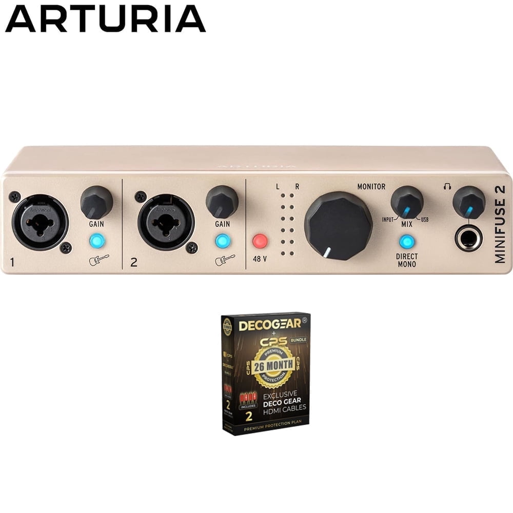Arturia 800122 MiniFuse 2 USB-C Audio Interface Champagne Bundle with CPS Exclusive 26 Month Protection Pack (BEACH-CPS-26M500ATV)
