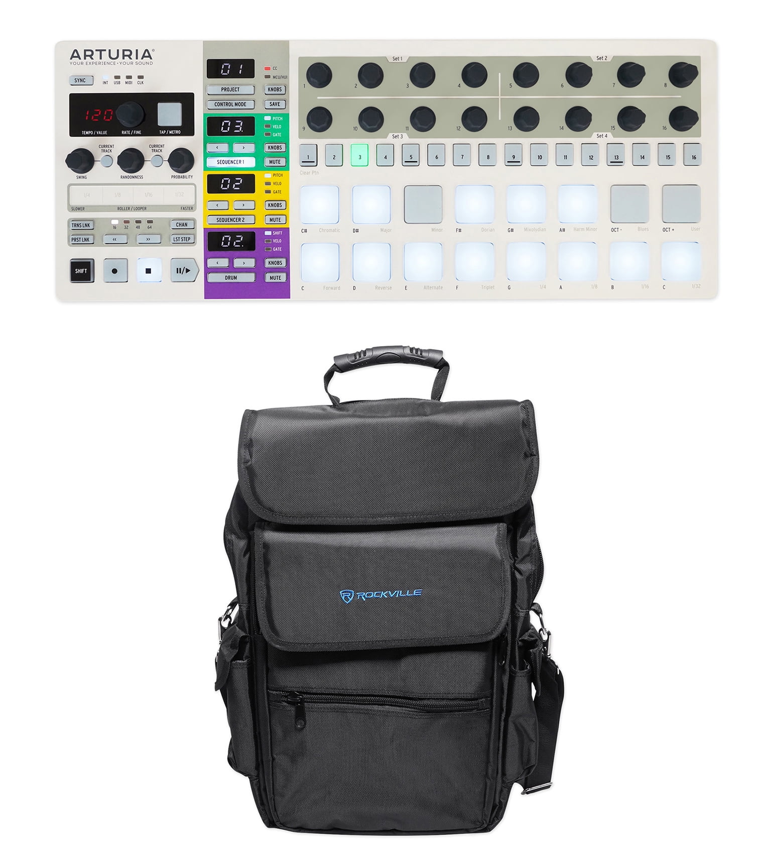 Arturia BeatStep Pro Sequencer Midi USB DJ Recording Pad Controller + Backpack