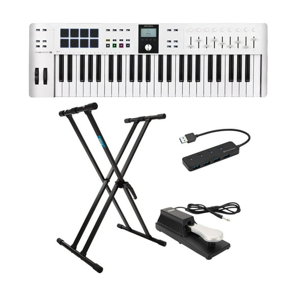 Arturia KeyLab Essential 49 mk3 MIDI Keyboard Controller w/Stand, Pedal Bundle