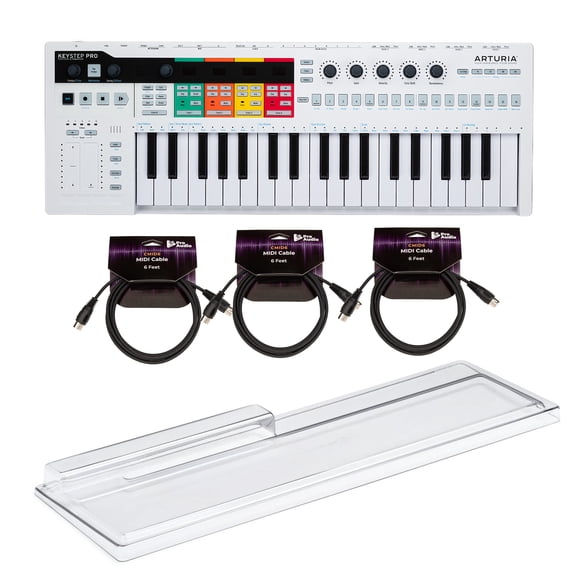Arturia KeyStep Pro 37-Key MIDI Controller with Sequencer with Hard Cover, and MIDI Cables Bundle