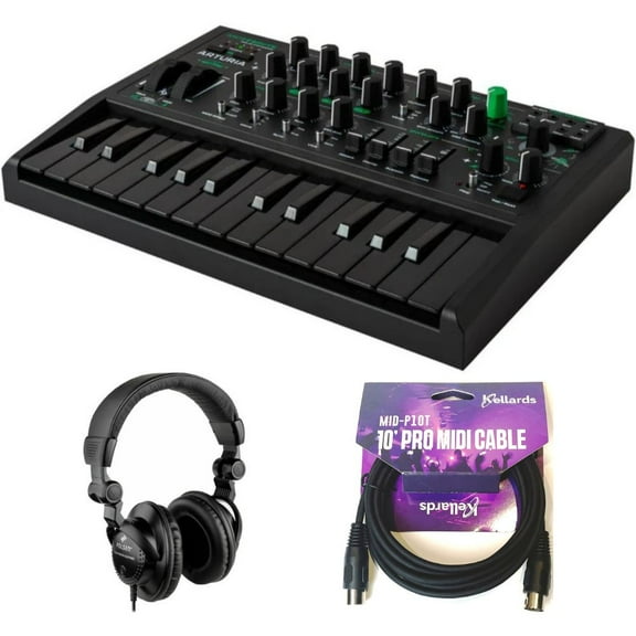 Arturia Micro Brute UFO Bundle with Polsen HPC-A30 Closed-Back Studio Monitor Headphones, Kellards MID-P10T Pro MIDI to MIDI Cable 10 Feet