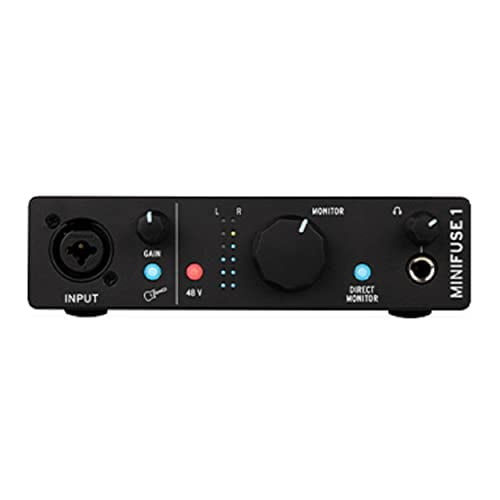 Arturia MiniFuse 1 USB-C Audio Interface (Black) Bundle with Studio Monitor Headphones, XLR Cable, and TRS Cable (2-Pack) (5 Items)