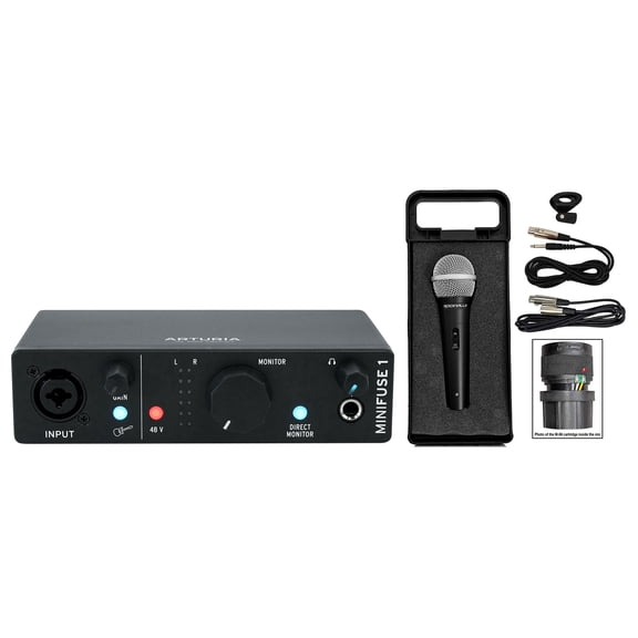 Arturia Minifuse 1 Black Portable Solo Audio USB Recording Interface and Microphone