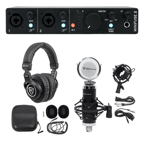 Arturia Minifuse 2 Black Portable Solo Audio Recording Interface+Mic+Headphones