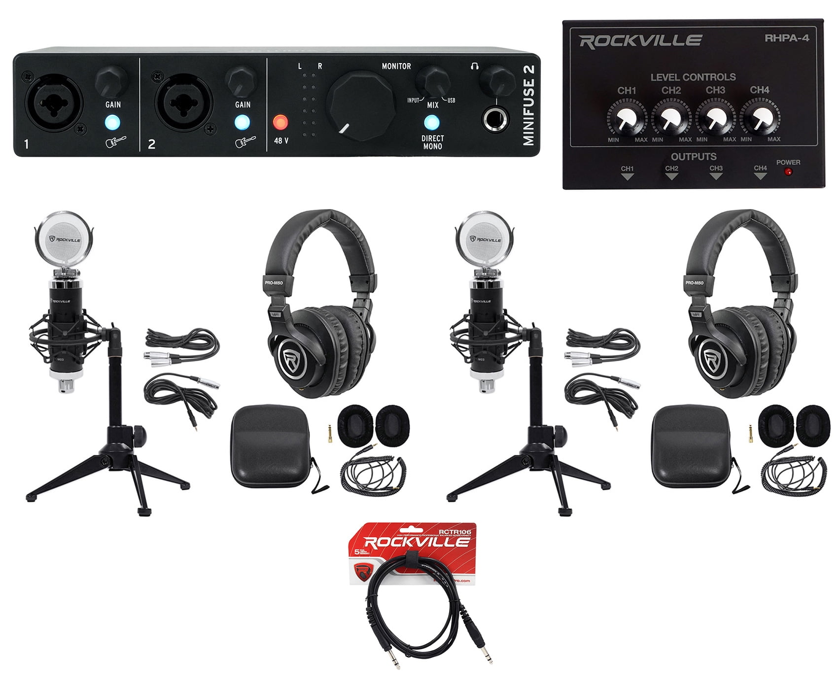 Arturia Minifuse 2-Person Podcast Podcasting Bundle w/ Microphone+Headphones