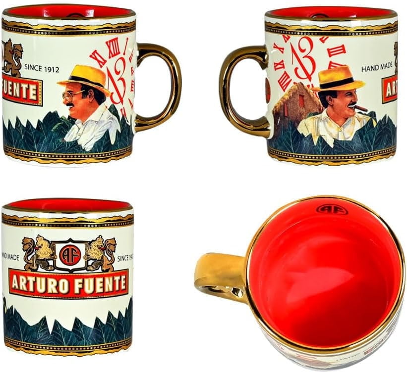 Arturo Fuente "Hands of Time" Ceramic Espresso  Coffee Cups Set of 4, Vintage Design