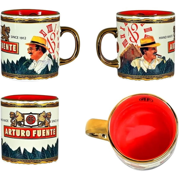 Arturo Fuente "Hands of Time" Ceramic Espresso Coffee Cups Set of 4, Vintage Design