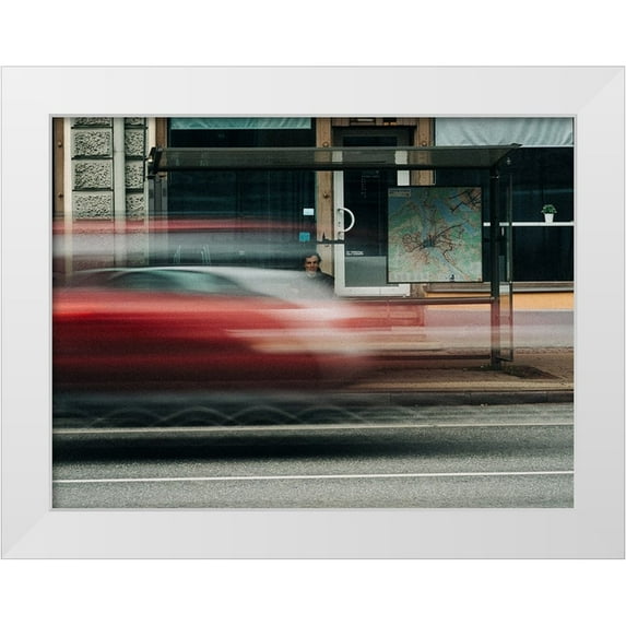 Arturs 32x25 White Modern Wood Framed Museum Art Print Titled - Man In The Middle
