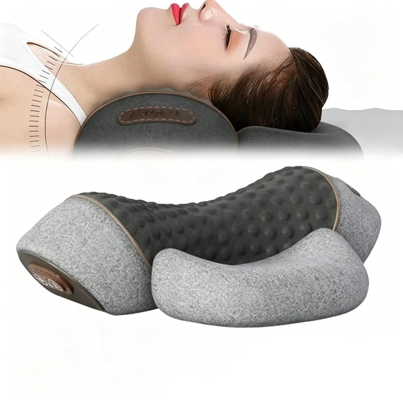 LSNOYRD Cervical Pillow, 3-in-1 Neck Massager & Relaxer with Heat, Deep Comfort Massage, Neck Stretcher for Gentle Daily Relaxation(Gray)