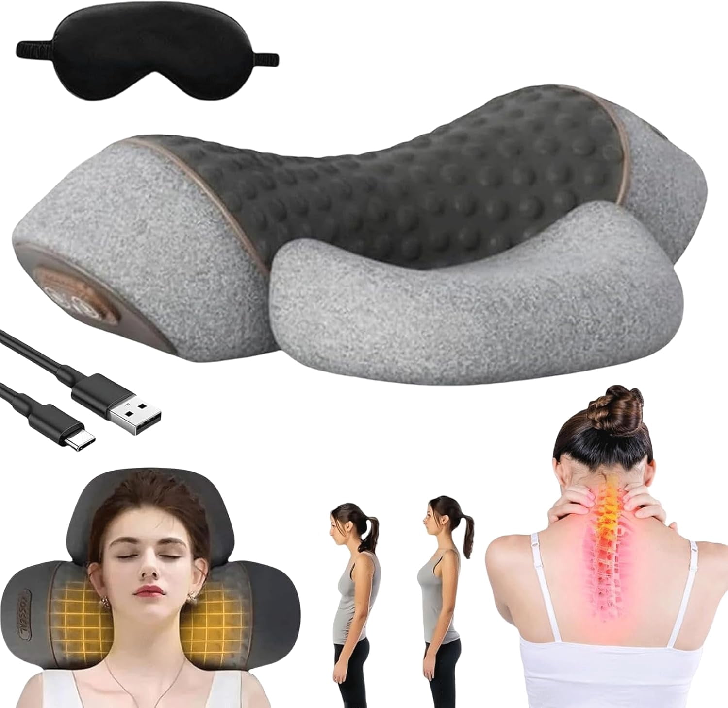 Fisiorest-Fisiorest Oreiller de massage 3 en 1 pour le cou, masseur de