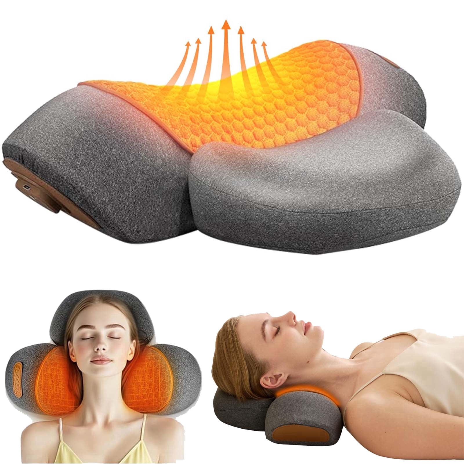 2026 Neck Massager,3 In 1 Neck Massager,Neck Massage Pillow with Heat, Rechargeable Cervical Neck Pillow for Sleeping,Ergonomic Memory Foam Pillow