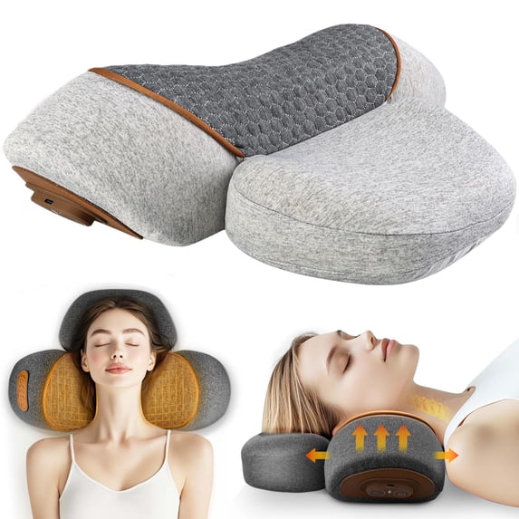 Artuvate Neck Massager, Upgraded 3-In-1 Rechargeable Neck Massager Pillow With Deep Tissue, Heating & Gentle Stretcher, Ergonomic Memory Foam Pillow For Neck Back Shoulder