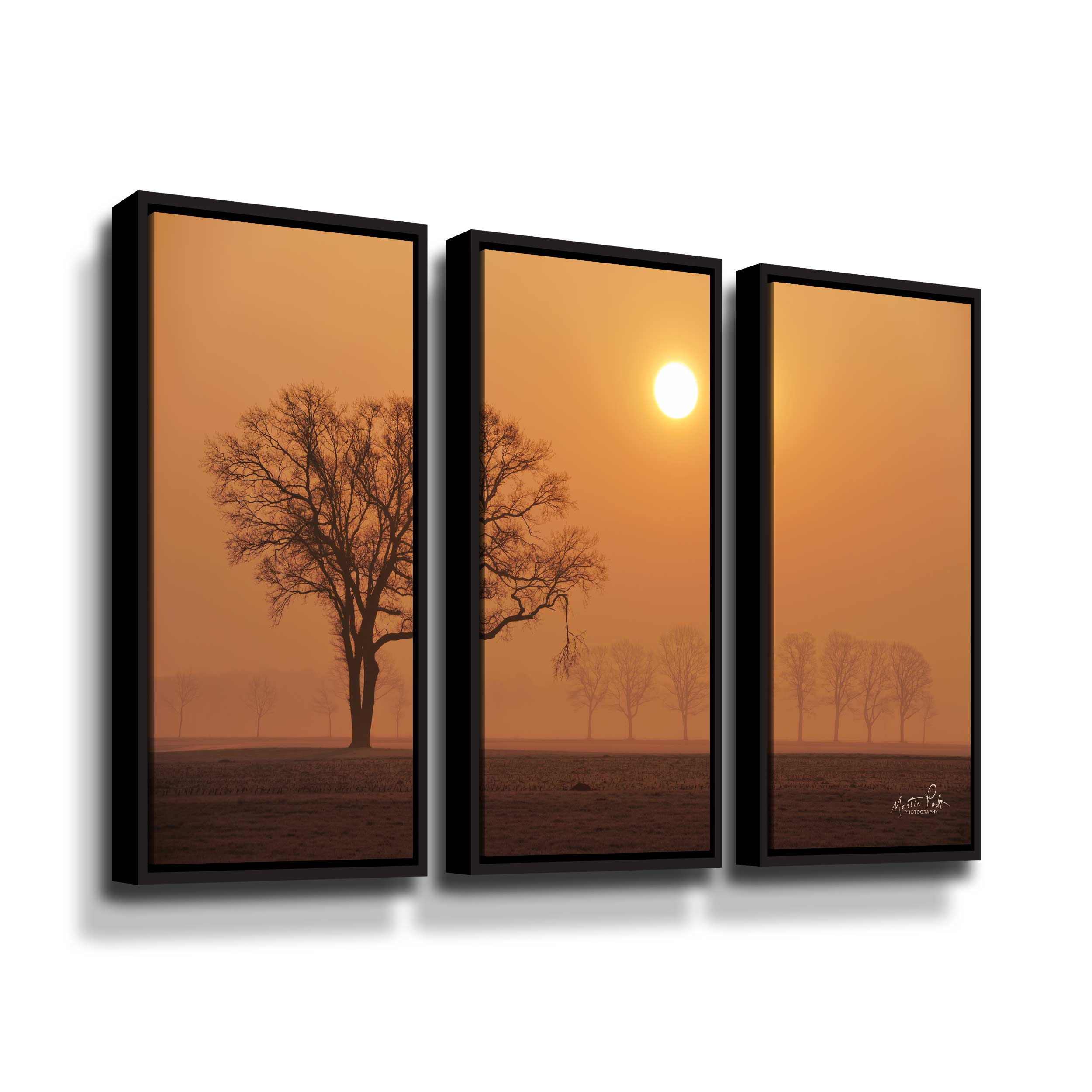 Artwall Broken, 3 Piece Floater Framed Canvas Set by Martin Podt