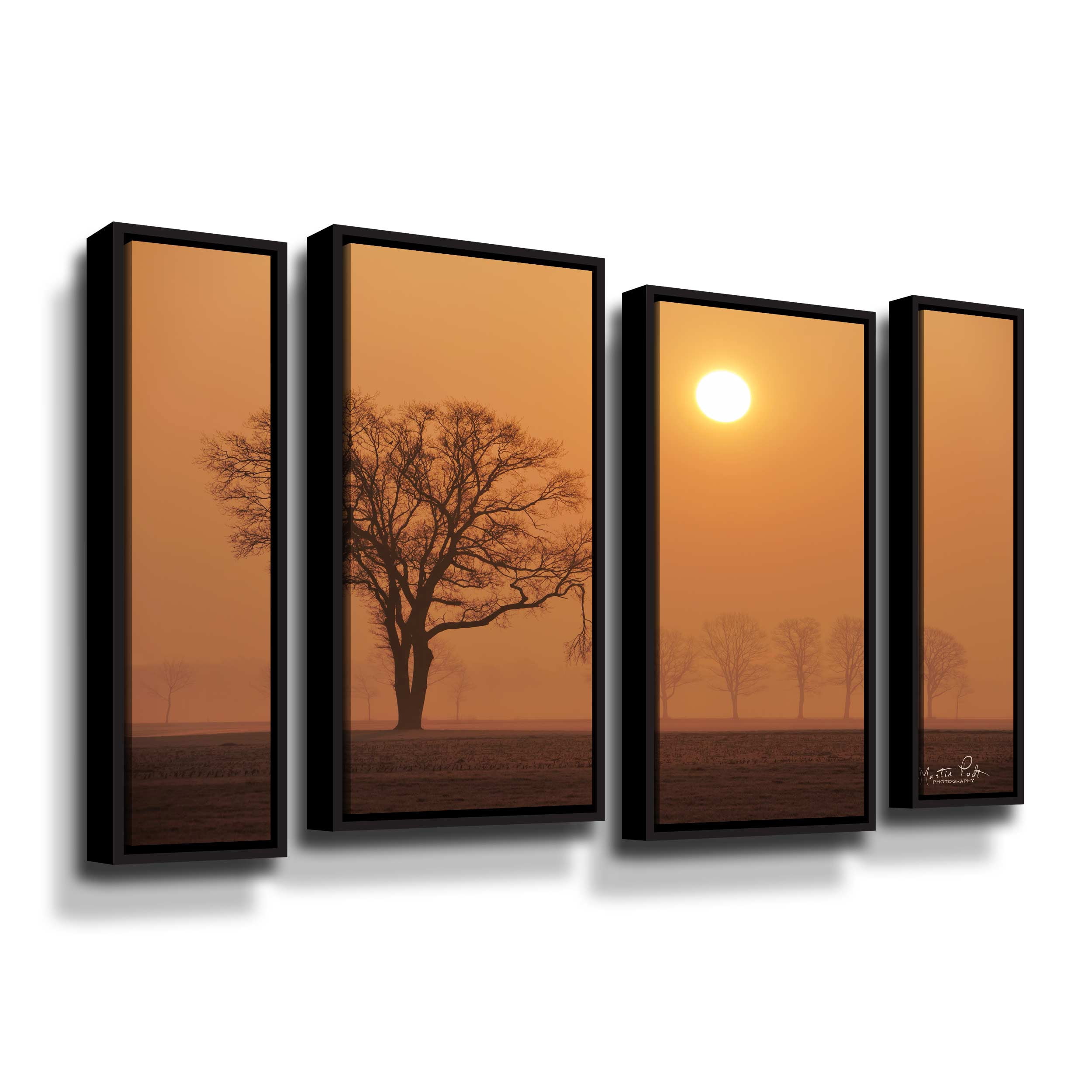 Artwall Broken, 4 Piece Floater Framed Canvas Staggered Set by Martin Podt