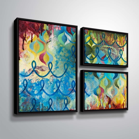 Artwall Bubbling Up, 3 Piece Floater Framed Canvas Flag Set by Heather noel Robinson