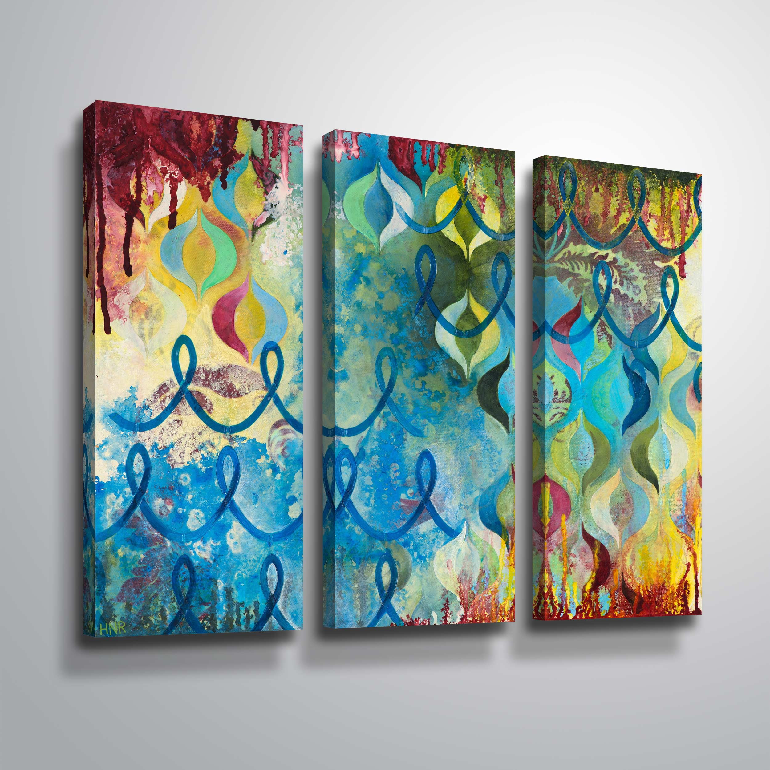 Artwall Bubbling Up, 3 Piece Gallery Wrapped Canvas Set by Heather Noel Robinson