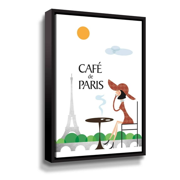 Artwall Café De Paris, Gallery Wrapped Floater-framed Canvas by Tomas Design