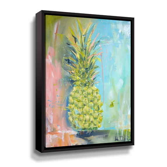 Artwall Chartreuse Pineapple, Gallery Wrapped Floater-framed Canvas by Kym De Los Reyes
