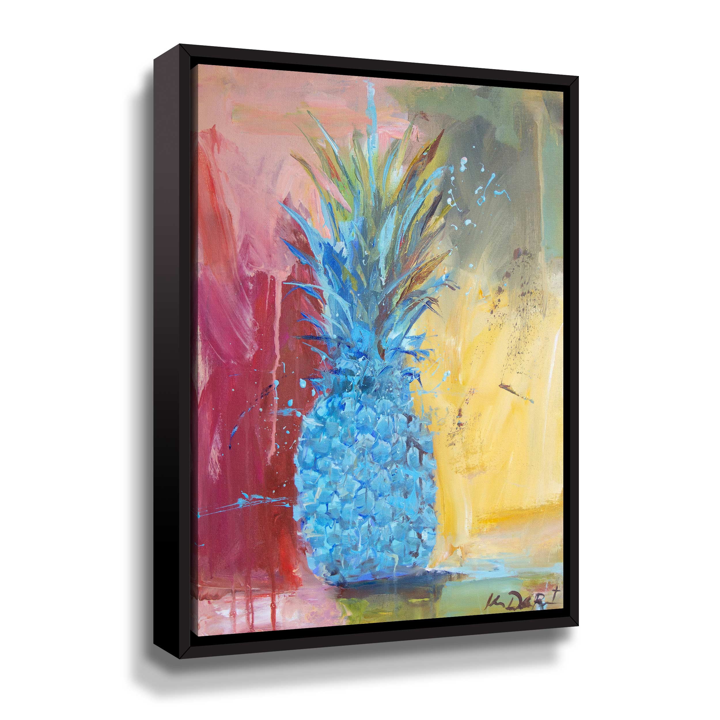 Artwall Cobaly Pinapple, Gallery Wrapped Floater-framed Canvas by Kym De Los Reyes