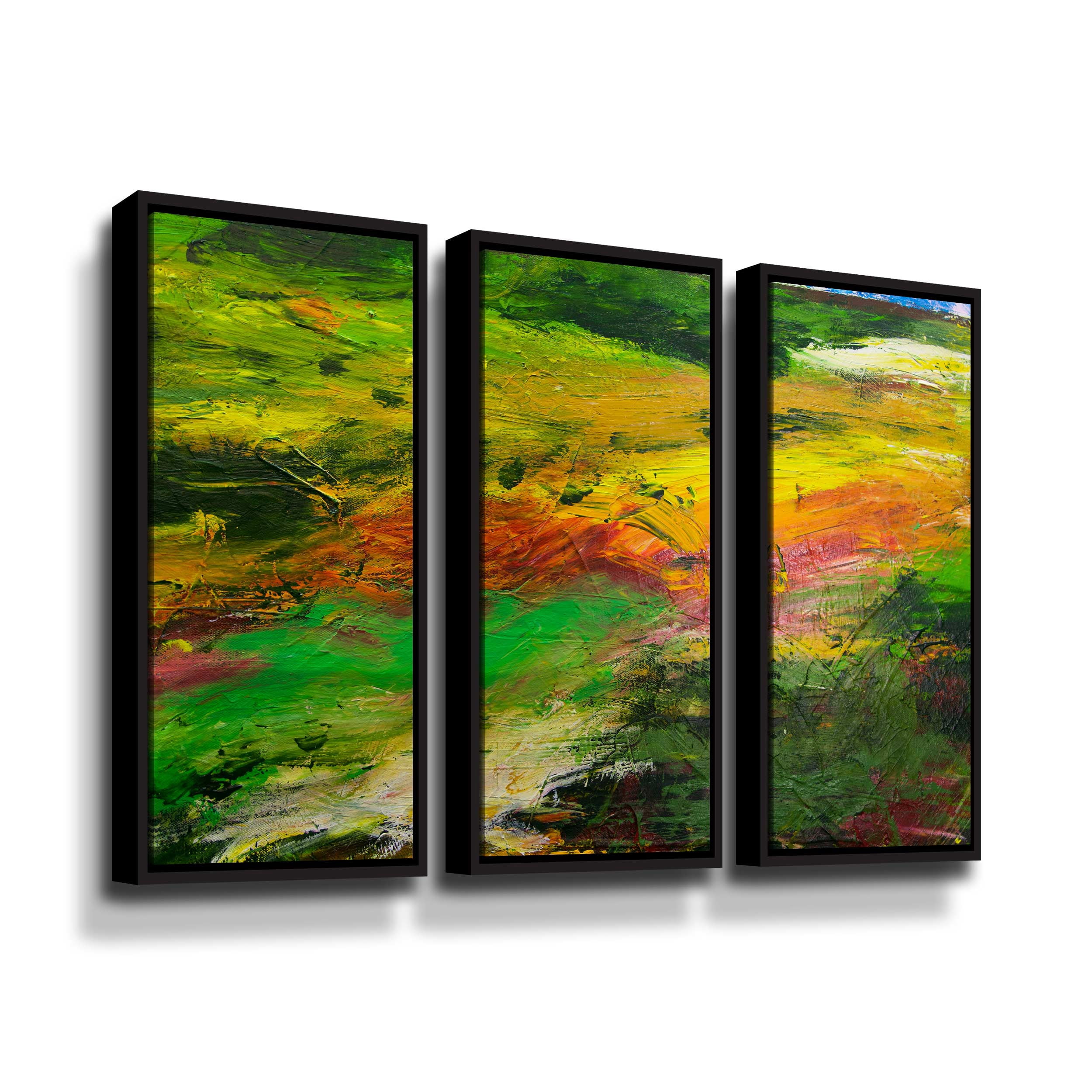 Artwall Crack of Dawn, 3 Piece Floater Framed Canvas Set by Allan Friedlander