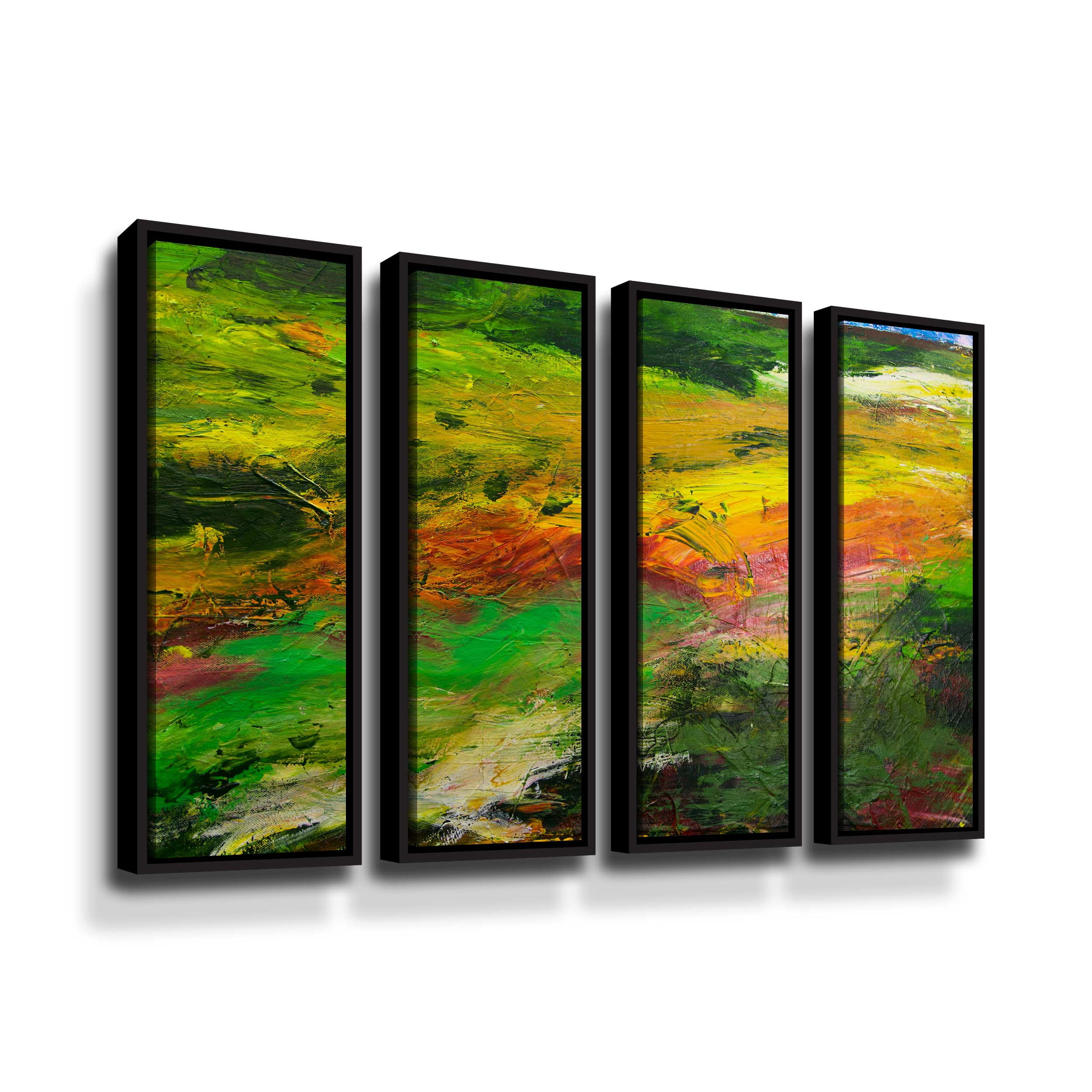 Artwall Crack of Dawn, 4 Piece Floater Framed Canvas Set by Allan Friedlander
